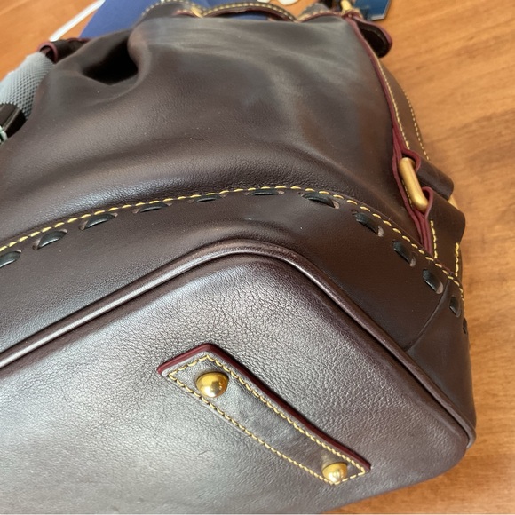 Dooney & Bourke Brown T’Moro Florentine drawstring bucket bag with whipstitch - Picture 7 of 16